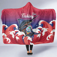 Guam Blue Marlin Fishing Hooded Blanket Polynesian Style