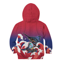 Guam Blue Marlin Fishing Kid Hoodie Polynesian Style