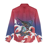 Guam Blue Marlin Fishing Women Casual Shirt Polynesian Style