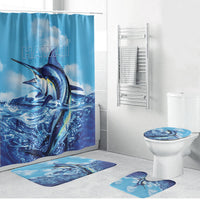 Hawaii Blue Marlin Fishing Bathroom Set LT05 Bathroom Set (4 pcs) Blue - Polynesian Pride