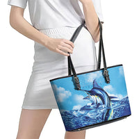 Hawaii Blue Marlin Fishing Leather Tote Bag LT05 - Polynesian Pride