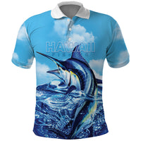Hawaii Blue Marlin Fishing Polo Shirt LT05 Blue - Polynesian Pride