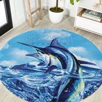 Hawaii Blue Marlin Fishing Round Carpet LT05 Blue - Polynesian Pride