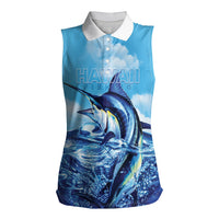 Hawaii Blue Marlin Fishing Women Sleeveless Polo Shirt