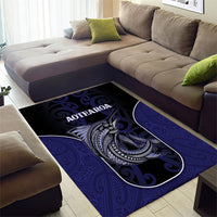 New Zealand Aotearoa Area Rug Blue Marlin Fishing Maori Pattern