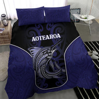 New Zealand Aotearoa Bedding Set Blue Marlin Fishing Maori Pattern