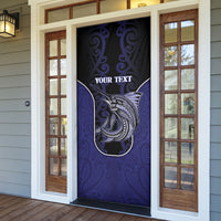 Personalised New Zealand Aotearoa Door Cover Blue Marlin Fishing Maori Pattern