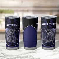 Personalised New Zealand Aotearoa Tumbler Cup Blue Marlin Fishing Maori Pattern