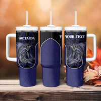 Personalised New Zealand Aotearoa Tumbler With Handle Blue Marlin Fishing Maori Pattern LT05 - Polynesian Pride