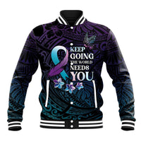 Polynesia Suicide Prevention Awareness Baseball Jacket Keep Going The World Needs You