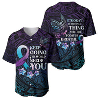 Polynesia Suicide Prevention Awareness Baseball Jersey Keep Going The World Needs You
