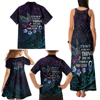 Polynesia Suicide Prevention Awareness Family Matching Tank Maxi Dress and Hawaiian Shirt Keep Going The World Needs You