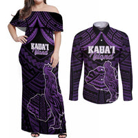 Personalised Hawaii Kauai Island Couples Matching Off Shoulder Maxi Dress and Long Sleeve Button Shirt Rooster Tribal Tattoo Simple Style