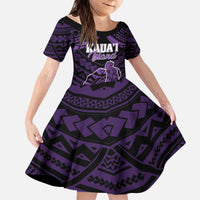 Personalised Hawaii Kauai Island Kid Short Sleeve Dress Rooster Tribal Tattoo Simple Style LT05 KID Purple - Polynesian Pride