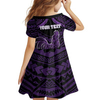 Personalised Hawaii Kauai Island Kid Short Sleeve Dress Rooster Tribal Tattoo Simple Style LT05 - Polynesian Pride