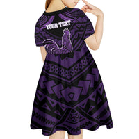 Personalised Hawaii Kauai Island Kid Short Sleeve Dress Rooster Tribal Tattoo Simple Style LT05 - Polynesian Pride