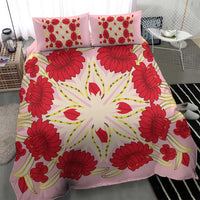 Cook Islands Tivaevae Quilt Bedding Set Light Pink - Polynesian Pride