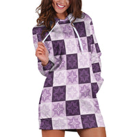 Lavender Manta Ray Hawaiian Quilt Motif Hoodie Dress