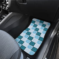 Cyan Manta Ray Hawaiian Quilt Motif Car Mats