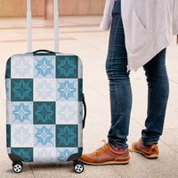 Cyan Manta Ray Hawaiian Quilt Motif Luggage Cover