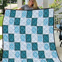 Cyan Manta Ray Hawaiian Quilt Motif Quilt