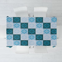 Cyan Manta Ray Hawaiian Quilt Motif Tablecloth