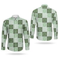 Sage Green Manta Ray Hawaiian Quilt Motif Couples Matching Tank Maxi Dress and Long Sleeve Button Shirt