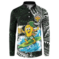Aloha Hawaii Mango Surfing Button Sweatshirt Polynesian Style