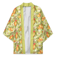 Vintage Hawaii Mango Kimono Yellow Green Hawaiian Palaka