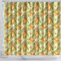 Vintage Hawaii Mango Shower Curtain Yellow Green Hawaiian Palaka