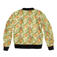 Vintage Hawaii Mango Sleeve Zip Bomber Jacket Yellow Green Hawaiian Palaka