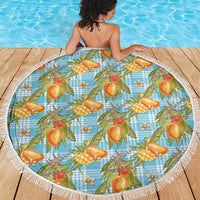 Vintage Hawaii Mango Beach Blanket Blue Hawaiian Palaka