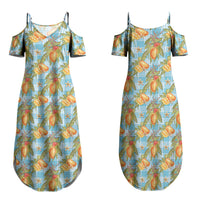 Vintage Hawaii Mango Family Matching Summer Maxi Dress and Hawaiian Shirt Blue Hawaiian Palaka