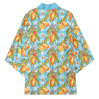 Vintage Hawaii Mango Kimono Blue Hawaiian Palaka