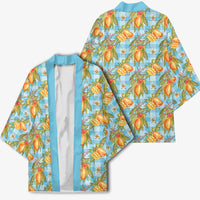 Vintage Hawaii Mango Kimono Blue Hawaiian Palaka