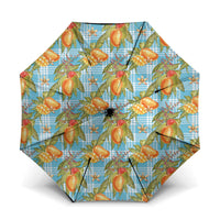 Vintage Hawaii Mango Umbrella Blue Hawaiian Palaka