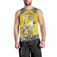 Personalised Happy Niue Constitution Day Men Tank Top Niuean Crab Hiapo Pattern Yellow Version
