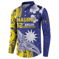 Personalised Nauru 92nd Anniversary Of Angam Button Sweatshirt Polynesian Whale Pattern