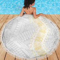 Niue White Sunday Beach Blanket Niuean Hiapo With Puakenikeni Lei
