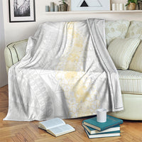 Niue White Sunday Blanket Niuean Hiapo With Puakenikeni Lei