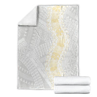 Niue White Sunday Blanket Niuean Hiapo With Puakenikeni Lei
