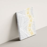 Niue White Sunday Canvas Wall Art Niuean Hiapo With Puakenikeni Lei