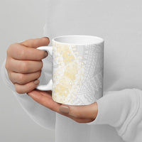 Niue White Sunday Ceramic Mug Niuean Hiapo With Puakenikeni Lei
