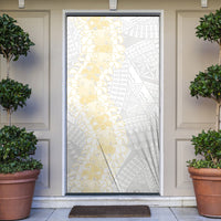 Niue White Sunday Door Cover Niuean Hiapo With Puakenikeni Lei