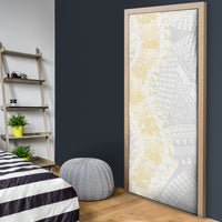 Niue White Sunday Door Cover Niuean Hiapo With Puakenikeni Lei