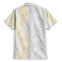 Niue White Sunday Hawaiian Shirt Niuean Hiapo With Puakenikeni Lei
