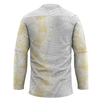 Niue White Sunday Hockey Jersey Niuean Hiapo With Puakenikeni Lei