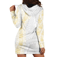 Niue White Sunday Hoodie Dress Niuean Hiapo With Puakenikeni Lei