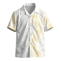 Niue White Sunday Kid Hawaiian Shirt Niuean Hiapo With Puakenikeni Lei