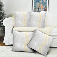 Niue White Sunday Pillow Cover Niuean Hiapo With Puakenikeni Lei